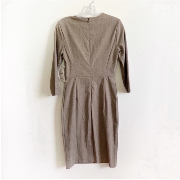 Zara Secretary sheath dress brown check plaid pencil fitted shoulder pads - Picture 9 of 10